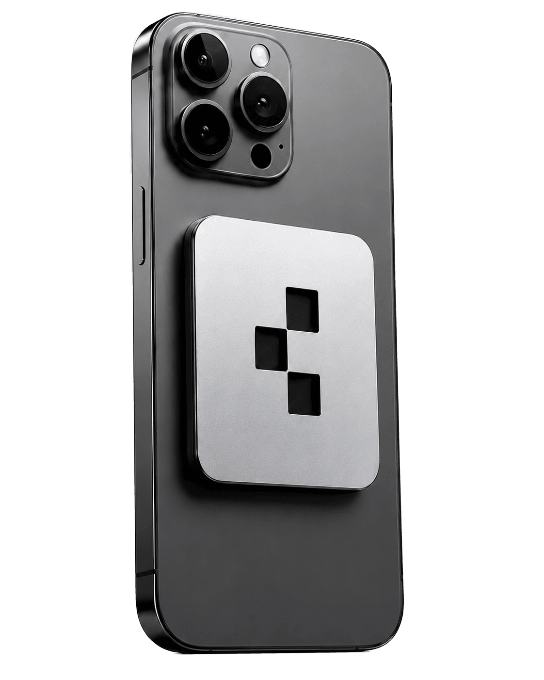 iPhone with the Connect device attached to the back